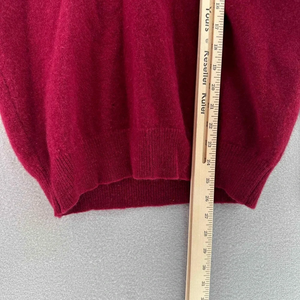 VTG Hunt Club Lambswool V-Neck Sweater Burgundy Red Made in USA SZ L 1990s Prep